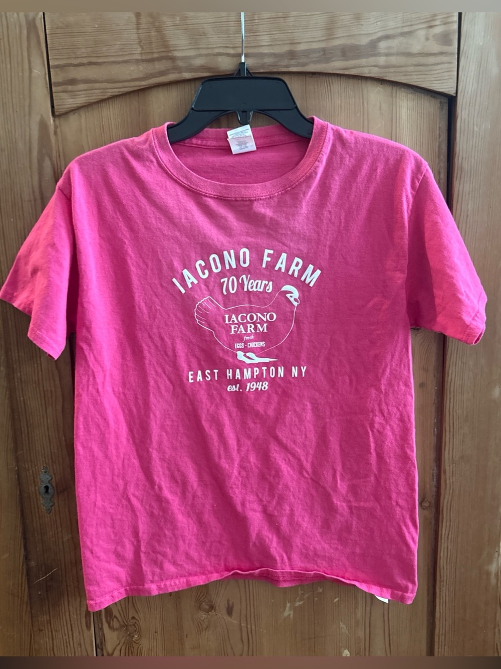 East Hampton Iacono Farm Hot Pink Kids L or Women XS Graphic Tee